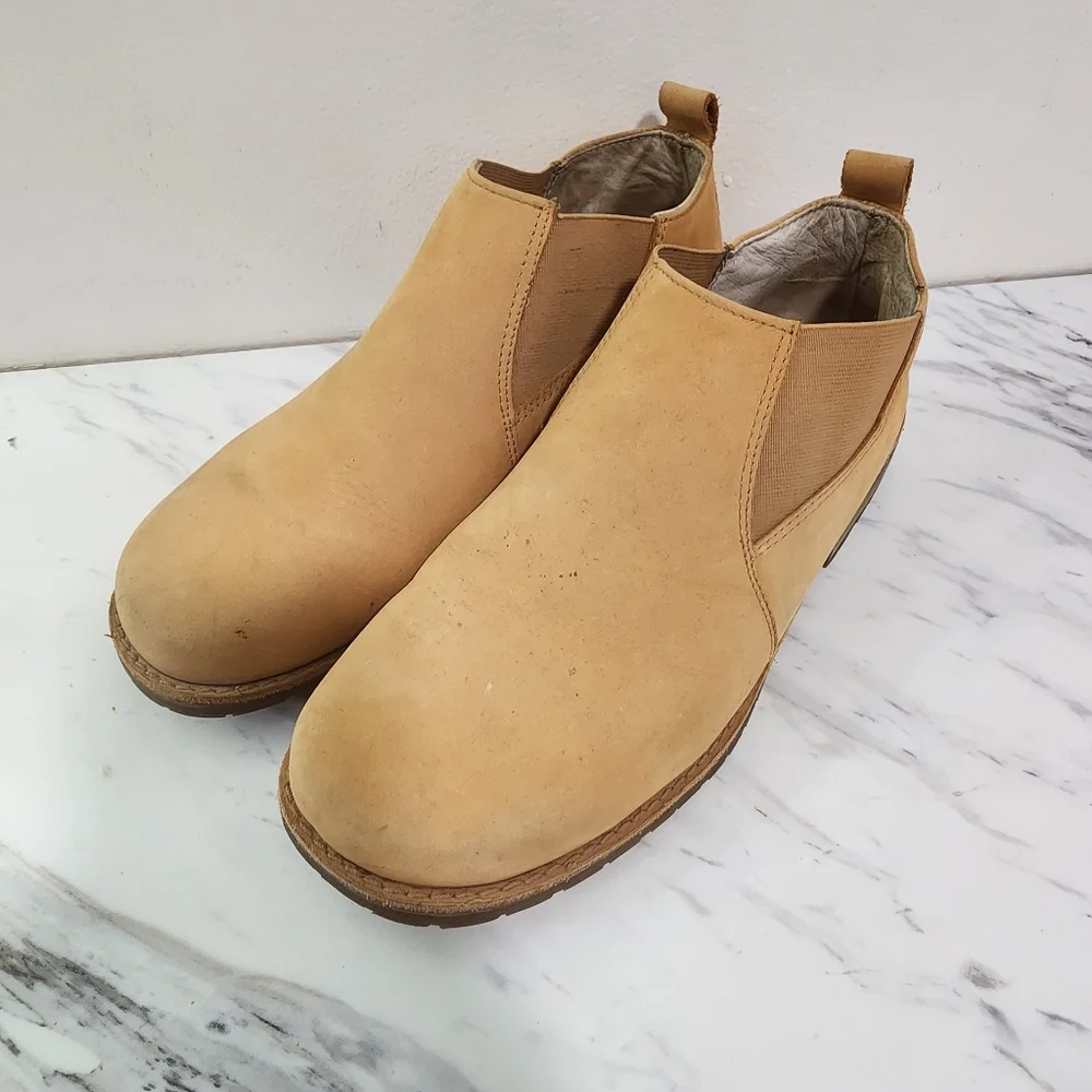 B Buffalino Mens 9 Leather   Boot‎ Beige Suede Cushioned Square Toe A7